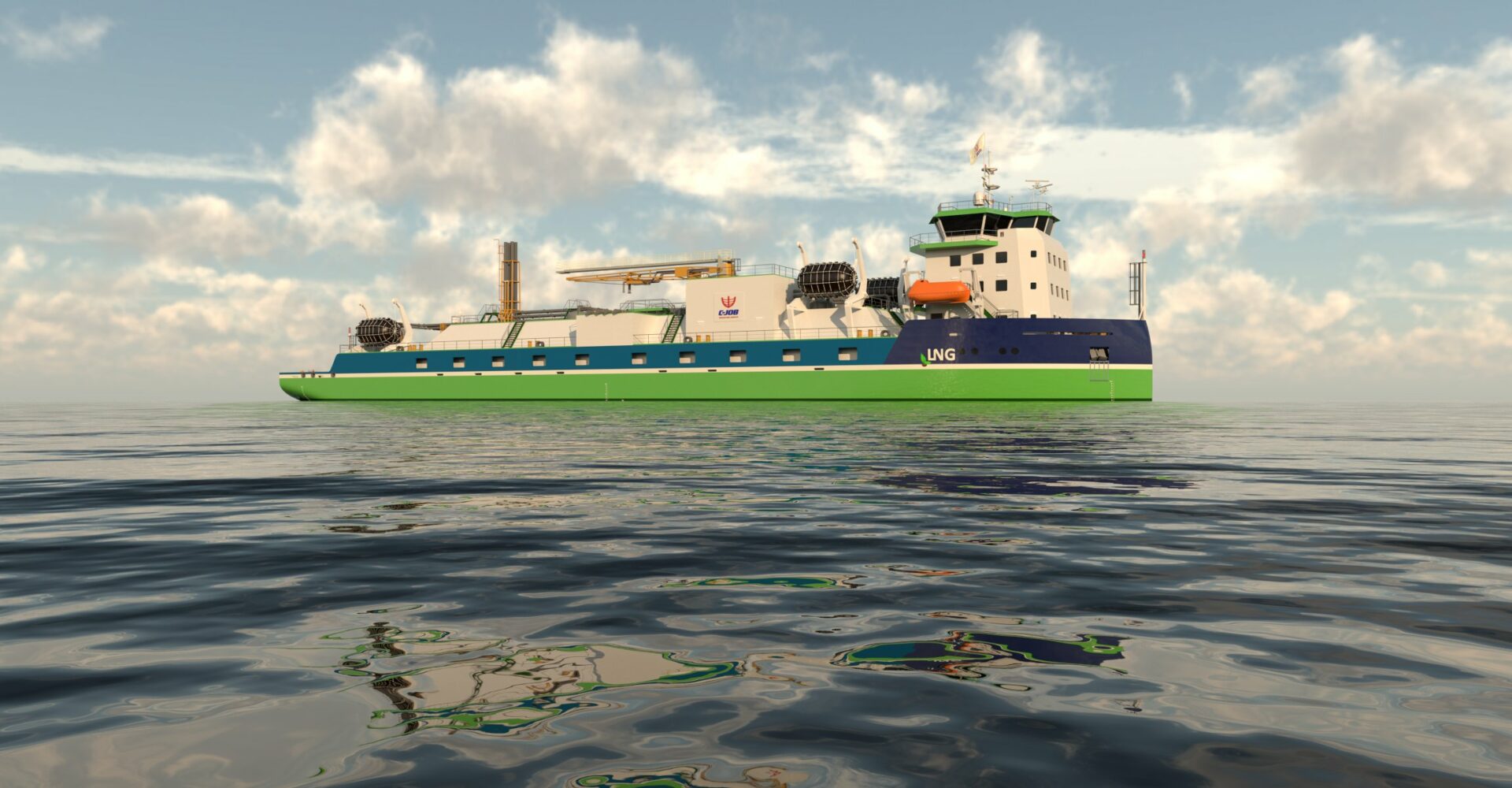 C-Job LNG tanker at sea render