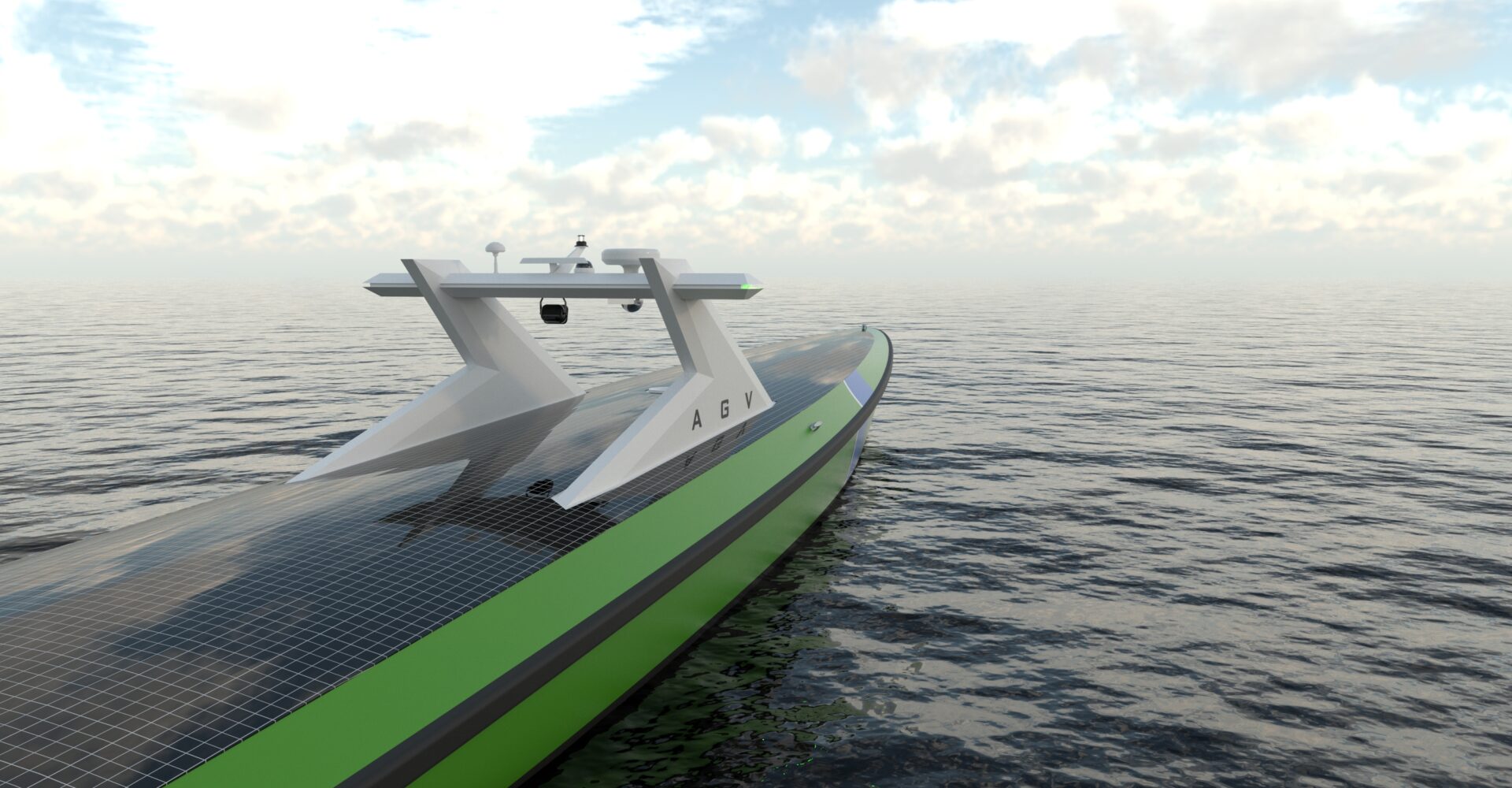 Autonomous guard vessel looks out at sea