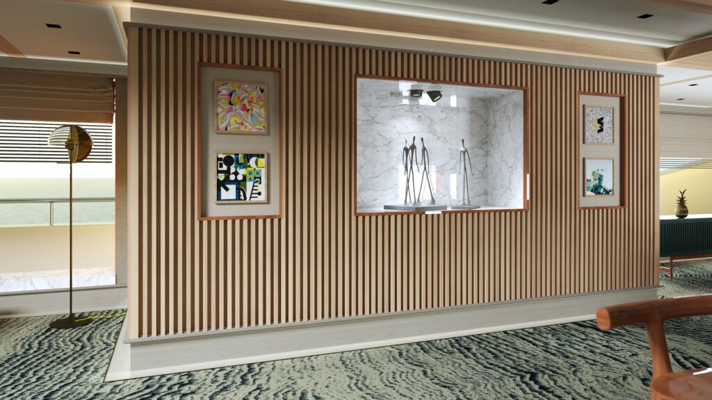 Interior design yacht art display