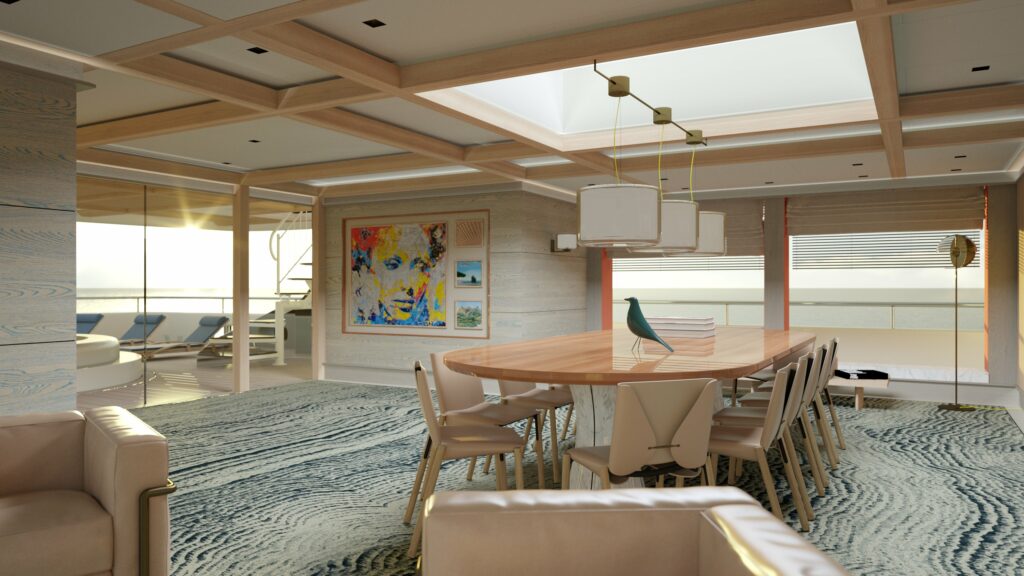 Interior design yacht dining area