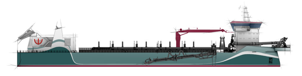 C-Job trailing suction hopper dredger series render side view